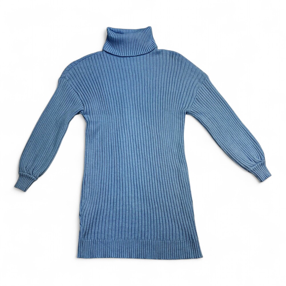 Anrabess Ribbed Turtleneck Sweater Dress S - Light Blue Long Sleeve